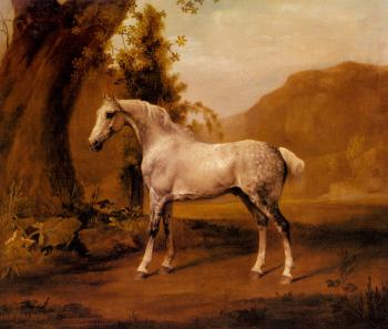 喬治 斯塔佈斯 A Grey Stallion In A Landscape